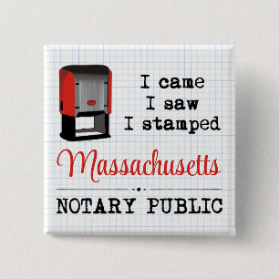 Came Saw Stamped Notional Public Massachusetts Vierkante Button 5,1 Cm