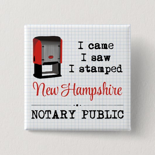 Came Saw Stamped Notional Public New Hampshire Vierkante Button 5,1 Cm (Voorkant)