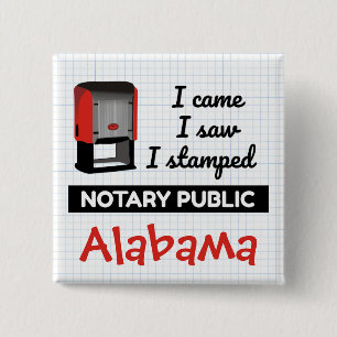 Came Saw Stamped Notional Public Stamp Alabama Vierkante Button 5,1 Cm
