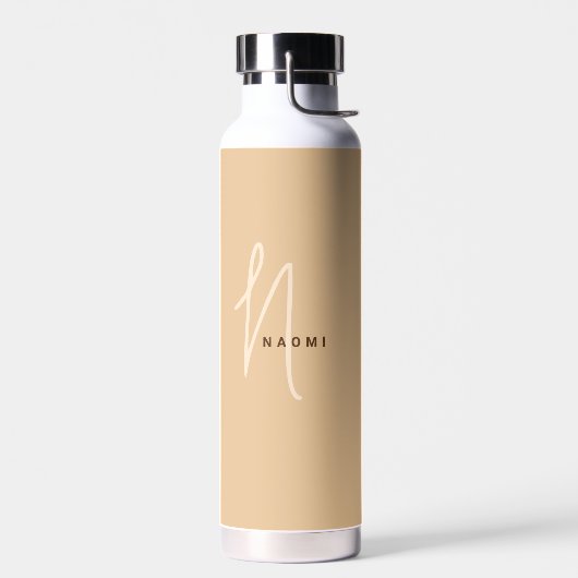 Camel | Aangepaste monogram scriptnaam Stijlvol Waterfles (Links)