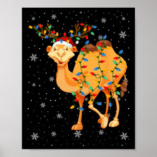 Camel Animal Santa Hoed Lelijke Kerstboom Lichten Poster