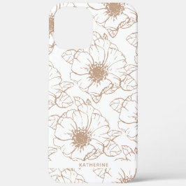Camel | Boho Floral Pattern - Gepersonaliseerd iPhone 12 Pro Max Hoesje