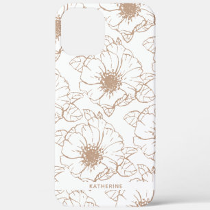 Camel   Boho Floral Pattern - Gepersonaliseerd iPhone 12 Pro Max Hoesje