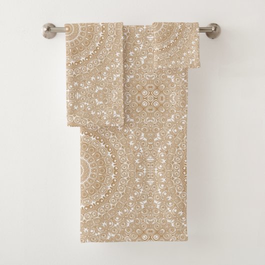 Camel Brown Mandala Patroon Ontwerp Bad Handdoek (Insitu)