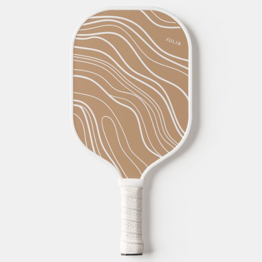 Camel Brown Wave Modern gepersonaliseerd Pickleball Paddle (Voorkant)