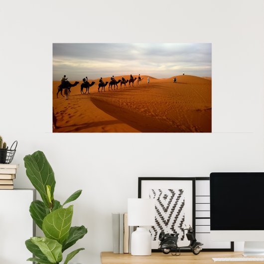 Camel caravan woestijn, prachtig landschap poster (Thuiskantoor)