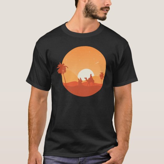 Camel Desert Sunset Oasis Morocco T-shirt (Voorkant)