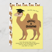 Camel Graduation Party Invitation Two Hump Kaart (Voorkant / Achterkant)
