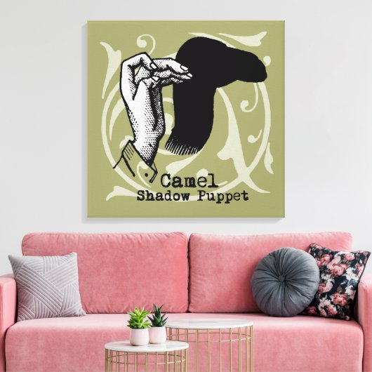 Camel Hand Puppet Shadow Games  Canvas Afdruk (Insitu (Woonkamer))