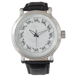 Camel inkt tekening illustratie op witte faux shel horloge