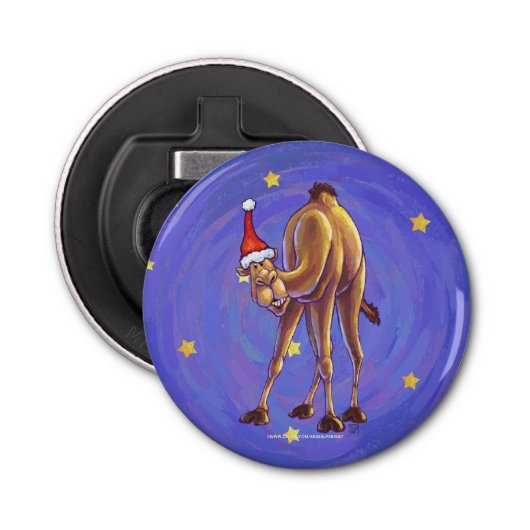 Camel Kerstmis Button Flesopener (Voorkant)