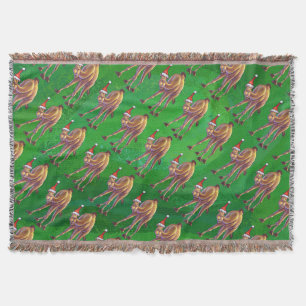 Camel Kerstmis op groen Deken