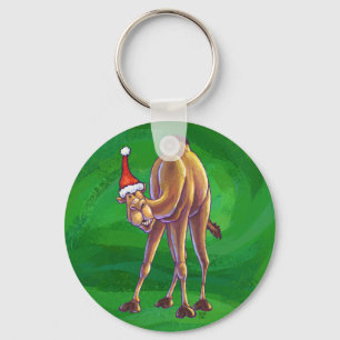 Camel Kerstmis op groen Sleutelhanger