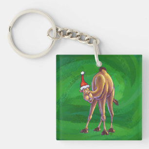 Camel Kerstmis op groen Sleutelhanger