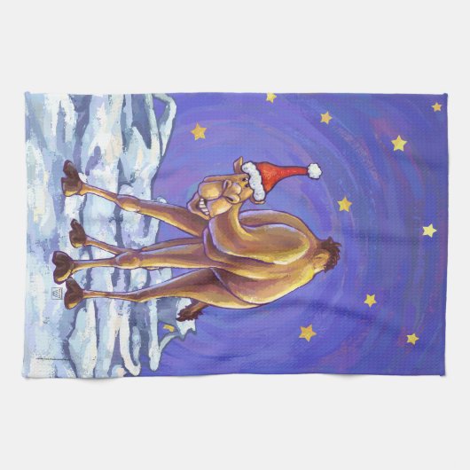 Camel Kerstmis Theedoek (Horizontaal)