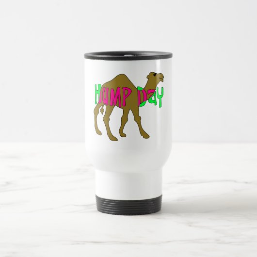 Camel met Hump Day in roze en groen Reisbeker (Center)