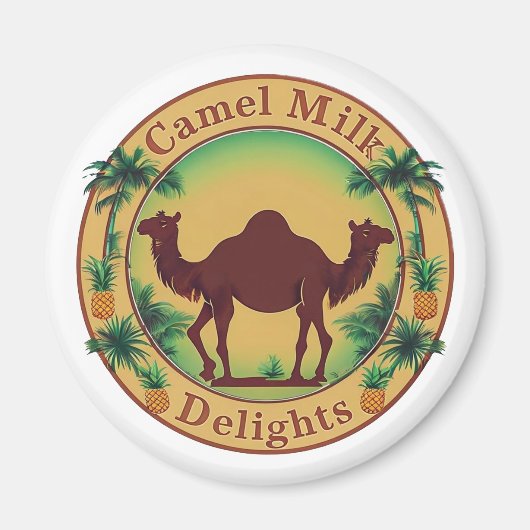 Camel Milk Delights-Tropical Camel Palm Pineapple Magneet (Voorkant)