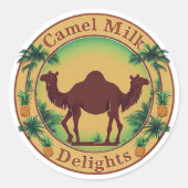 Camel Milk Delights-Tropical Camel Palm Pineapple Ronde Sticker (Voorkant)
