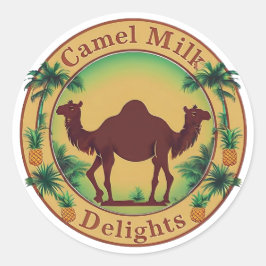 Camel Milk Delights-Tropical Camel Palm Pineapple Ronde Sticker