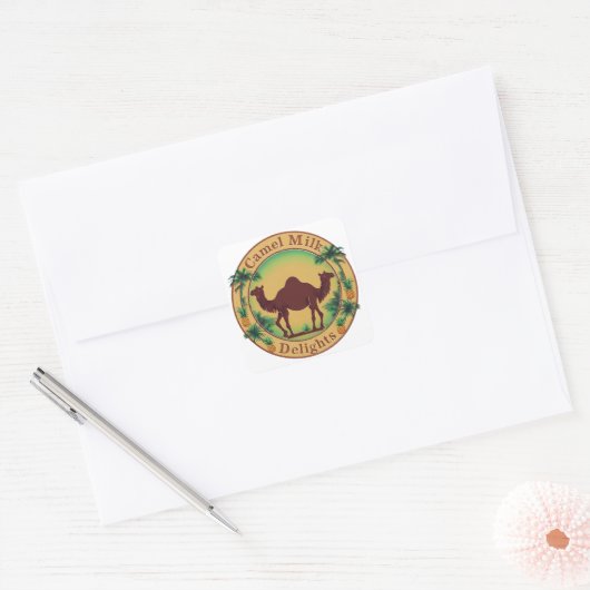 Camel Milk Delights-Tropical Camel Palm Pineapple Vierkante Sticker (Envelop)