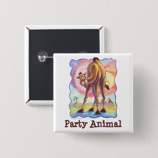 Camel Party Center Vierkante Button 5,1 Cm (Voorkant /achterkant)