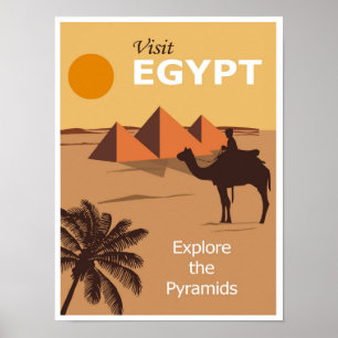  Camel Pyramid Egypt Travel Poster