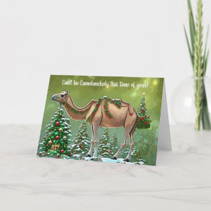 Camel Schattige Kerstmis Vakantie Pun Kaart