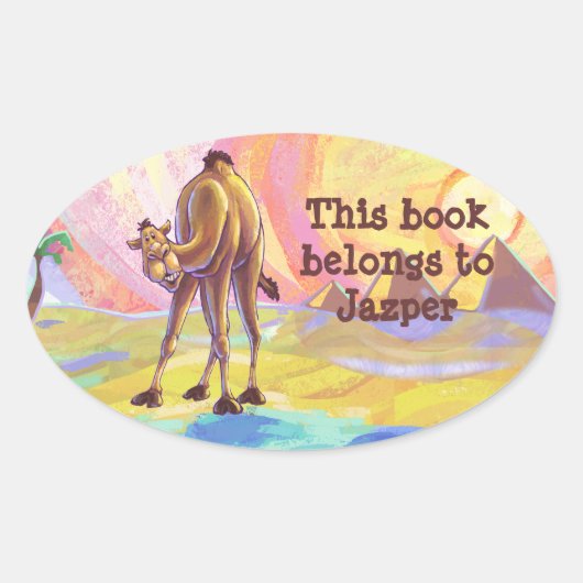 Camel Stationery Ovale Sticker (Voorkant)