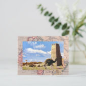 Camel stop in de woestijn briefkaart (Staand voorkant)