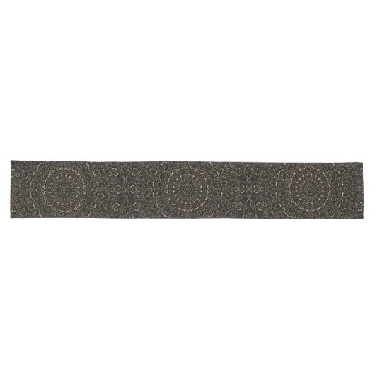 Camel Tan Mandala met elegante symmetrie Lange Tafelloper (Horizontaal)