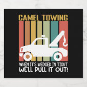 Camel Towing Retro Adult Humor Gezegde Halloween Sparkling Wijnetiket (Enkel label)