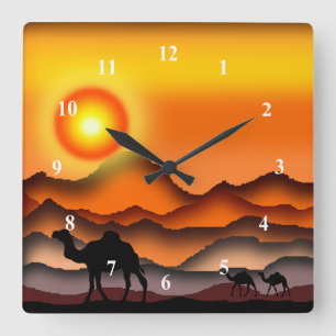 Camel wandklok vierkante klok