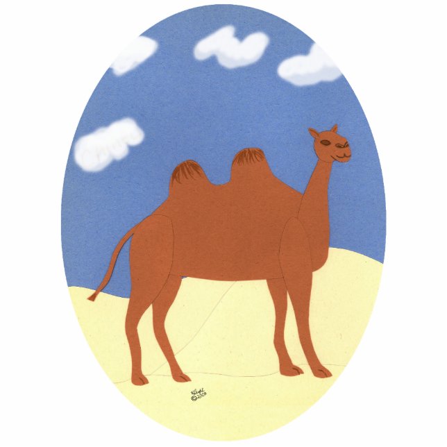 Camel Whimsical op Desert Dunes Staand Fotobeeldje (Voorkant)