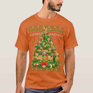 Camel Xmas Lighting Tree Santa Camel Ugly Christma T-shirt