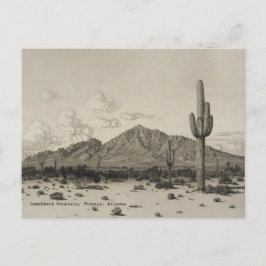 Camelback Mountain Saguaro Cactus Black & White Briefkaart