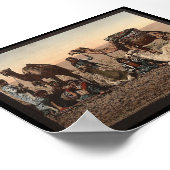 Camelen stoppen in de woestijn, Palestina Poster (Hoek)