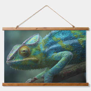 Caméléon bleu vert vif Art mural de la jungle