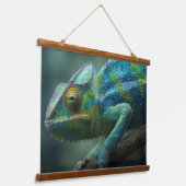 Caméléon bleu vert vif Art mural de la jungle (Angulaire)