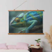 Caméléon bleu vert vif Art mural de la jungle (Chambre à coucher)