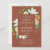 camelia. Bloemen terracotta bruiloft QR Kaart (Voorkant)