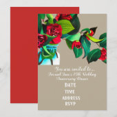 Camellia bloem kunst huwelijksjubileum feest kaart (Voorkant / Achterkant)