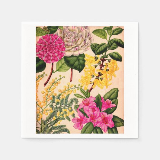 camellia, forsythia, rhododendron en acacia servetten (Voorkant)