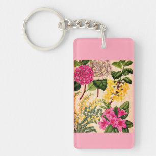 camellia, forsythia, rhododendron en acacia sleutelhanger