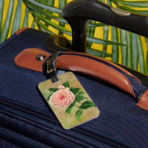 Camellia French Botanical Personalized Bagagelabel