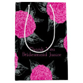 Camellia inkt kunst heet roze en zwarte bruiloft medium cadeauzakje (Voorkant)