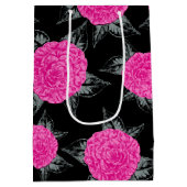Camellia inkt kunst heet roze en zwarte bruiloft medium cadeauzakje (Achterkant)