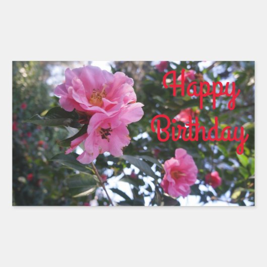 Camellia rose #2 Stickers Joyeux Anniversaire (Devant)