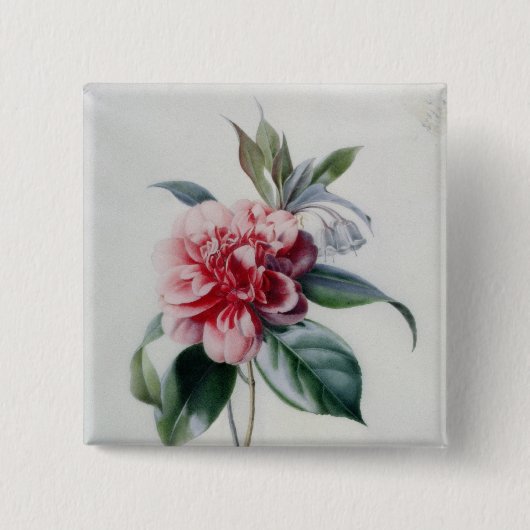 Camellia Vierkante Button 5,1 Cm (Voorkant)