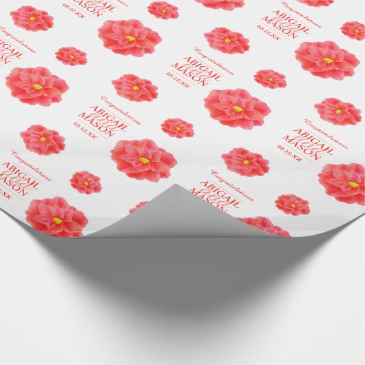 Camellia waterverf bloem rood wit bruiloft wrap cadeaupapier (Hoek)