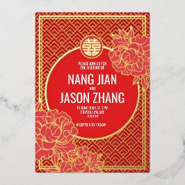 Camellias Dubbelgeluk Folie Uitnodiging